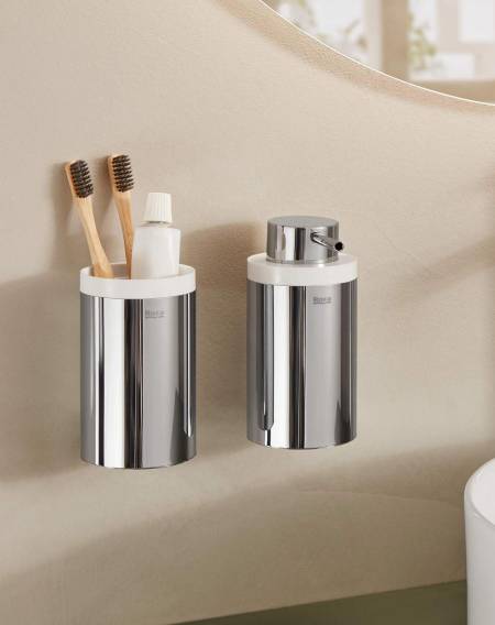 higieniczna łazienka - pojemnik na szczotki do zębów i dozownik  na mydło Hotels 2.0 chrom