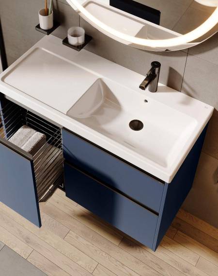 szafka łazienkowa z koszem cargo – Gap Pro, niebieskie